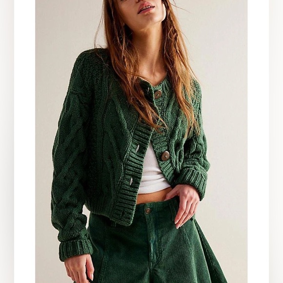 FREE PEOPLE bonfire cable knit cardigan - Picture 2 of 11